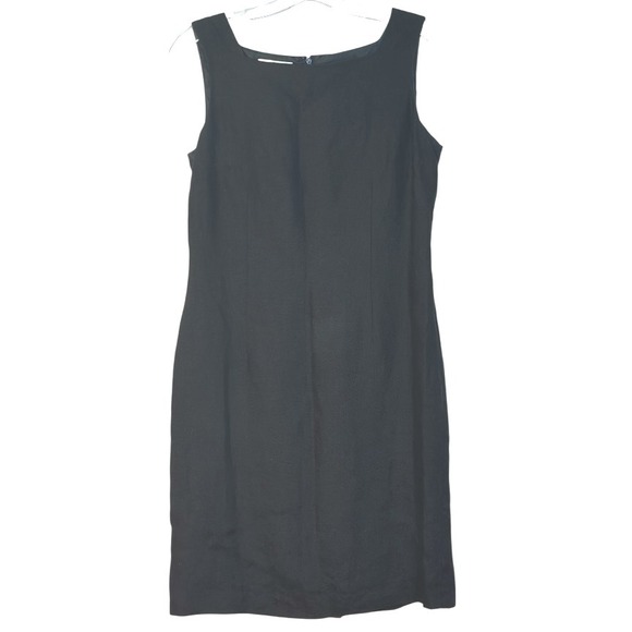 Talbots Irish Linen Sheath Dress Sleeveless Lined Career Classic Black 8 - Picture 1 of 4